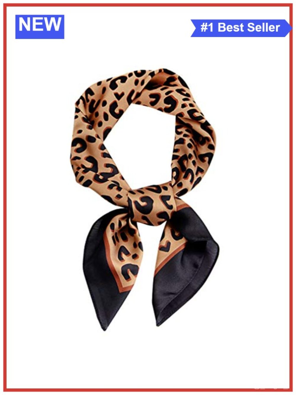 Silk Feel Leopard Print Hair Scarf Neckerchief Purse Bag Accessory
